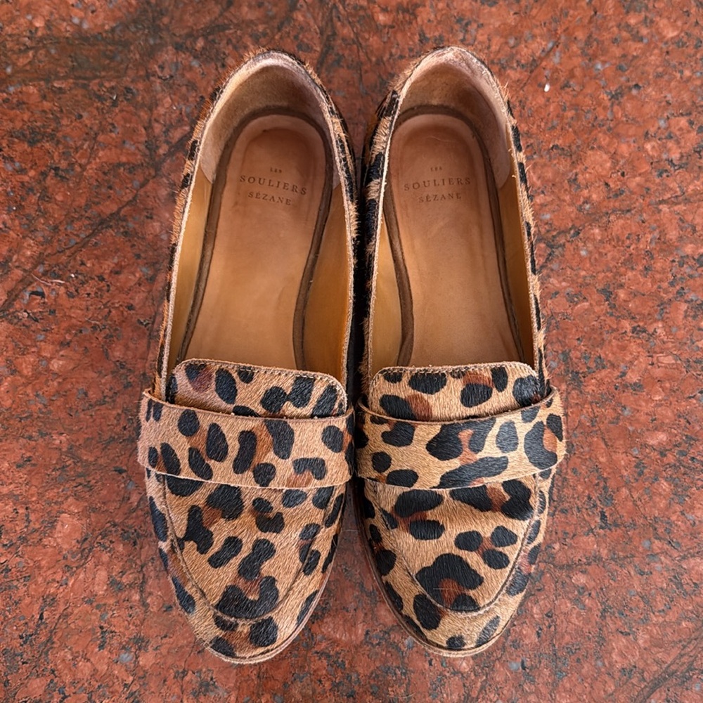 Sezane Leopard Print Loafers